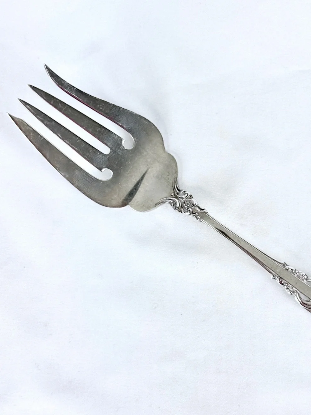 Vintage 1970s Grand Renaissance Sterling Silver Lg Meat Fork Reed and Barton